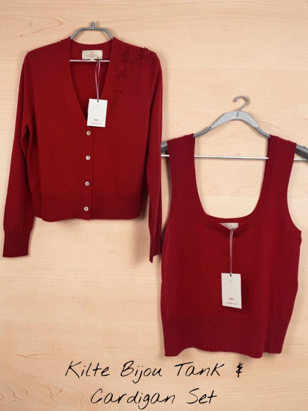Kilte Collection Cashmere Bijou Tank and Cardigan Sweater Matching Set 1-S Small